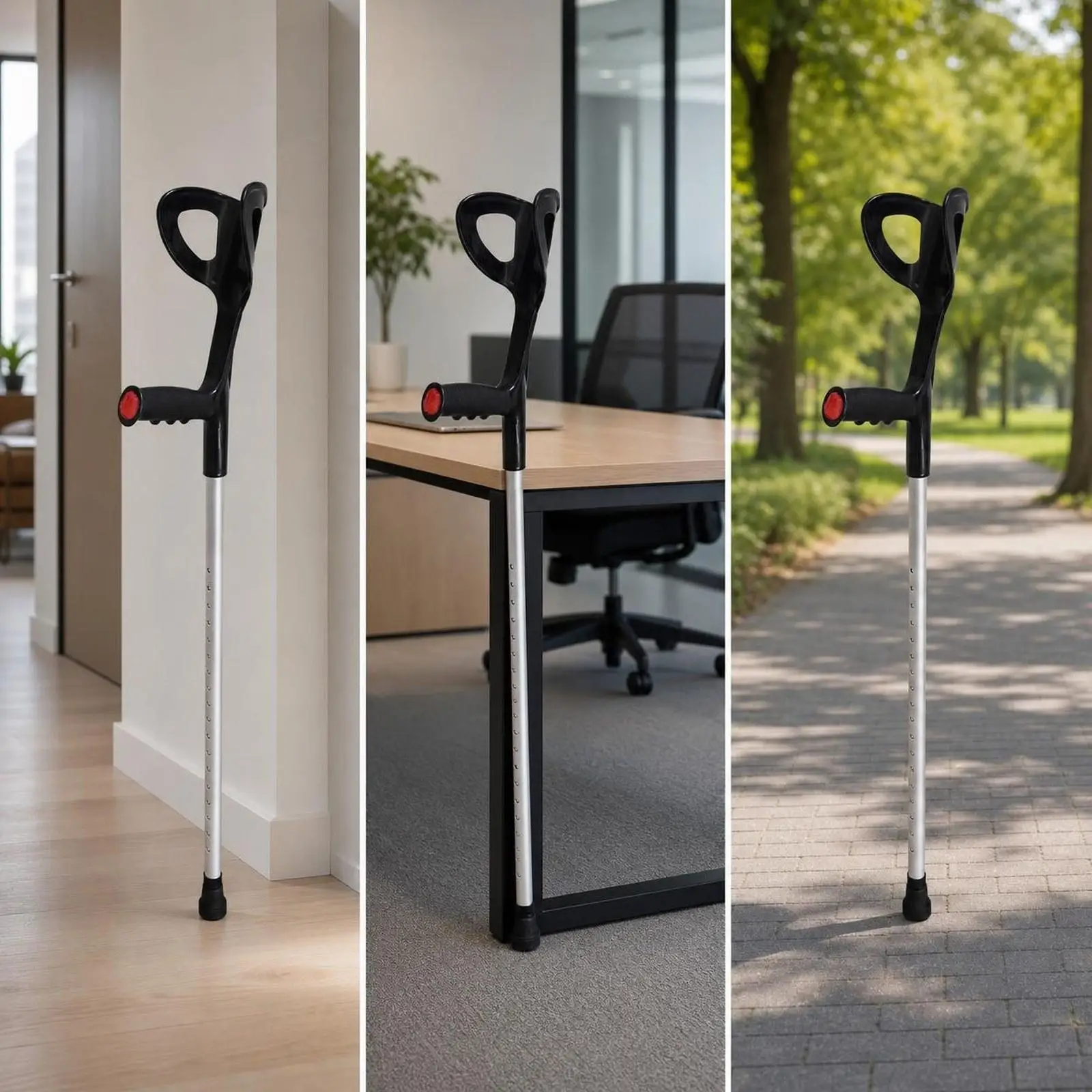 1 Pair Forearm Crutches Ergonomic Convenient Stable Elder Walking Cane Adjustable Height Arm Support for All Terrain Adults - الصورة 5