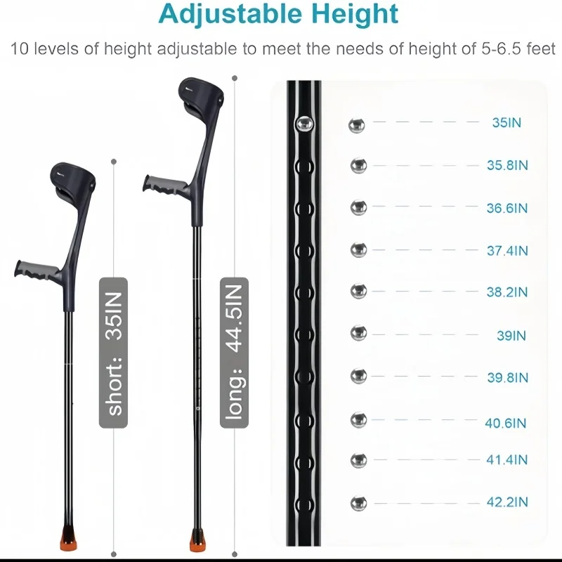 Lightweight Adjustable Forearm Crutches for Adults Foldable Elbow Crutch with Aluminum Cane With Cuff Suitable For Walking - Image 6