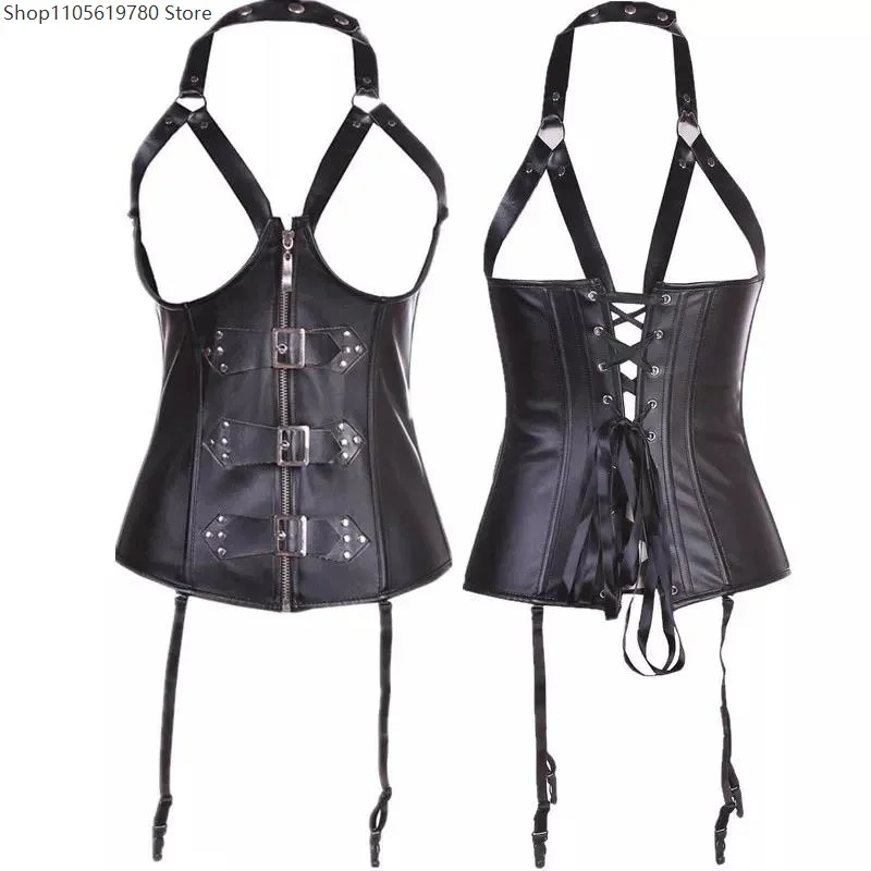 Halter Buckle Leather Corset - Image 5