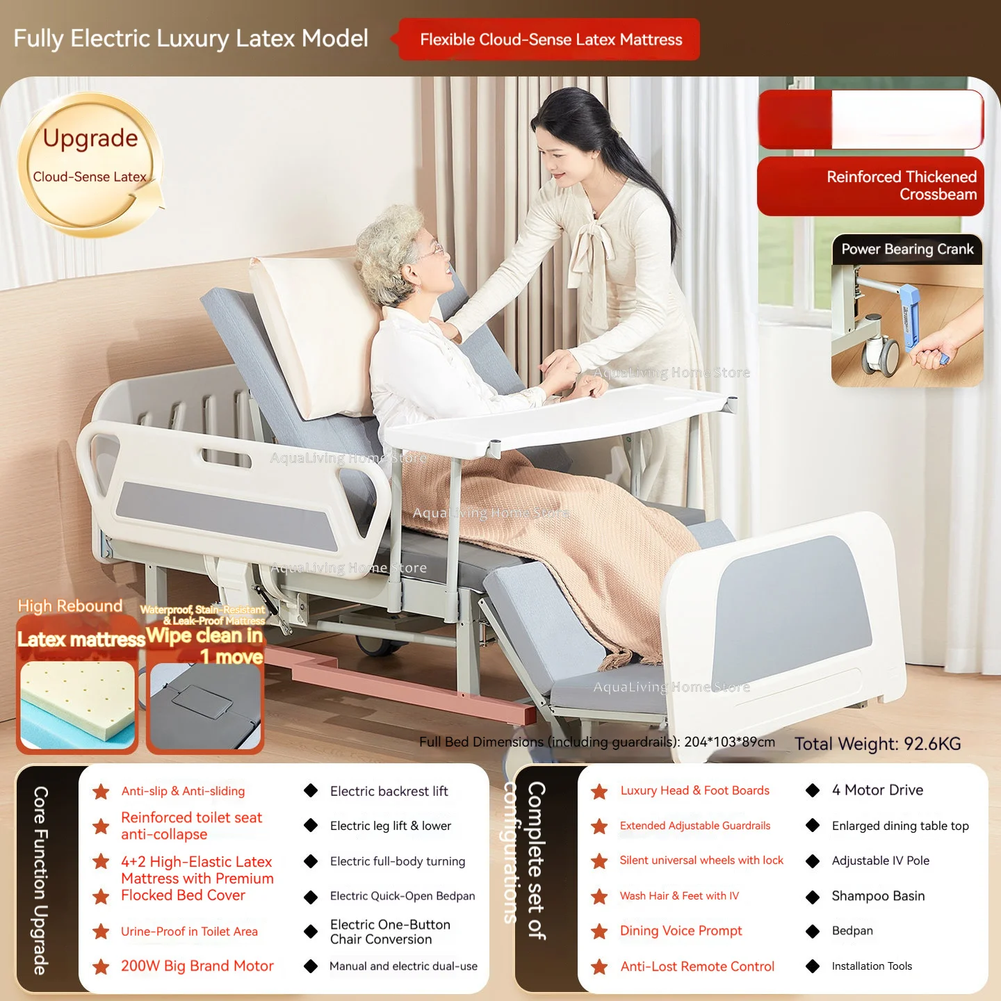Smart Full Electric Home Hospital Bed Multi-Functional Automatic Turning & Built-in Toilet Medical Nursing Bed Furniture JT40 - Image 10