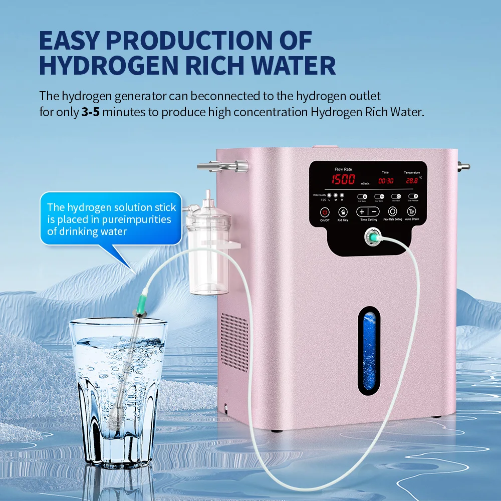 Suyzeko 1500ML Hydrogen Oxygen Inhalation Machine Hydrogen Molecular Gas Therapy Device Water Generator H2 Inhaler Water Ionizer - الصورة 6