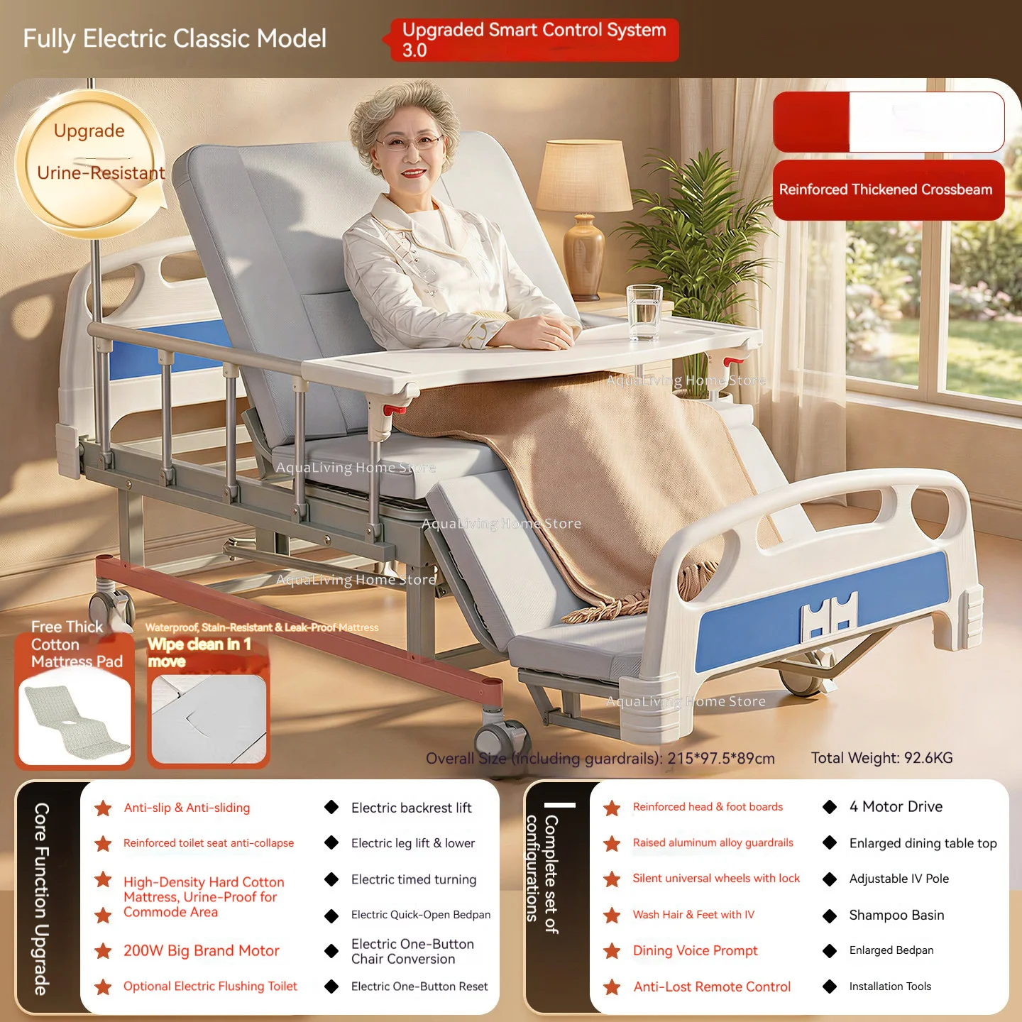 Smart Full Electric Home Hospital Bed Multi-Functional Automatic Turning & Built-in Toilet Medical Nursing Bed Furniture JT40 - Image 11