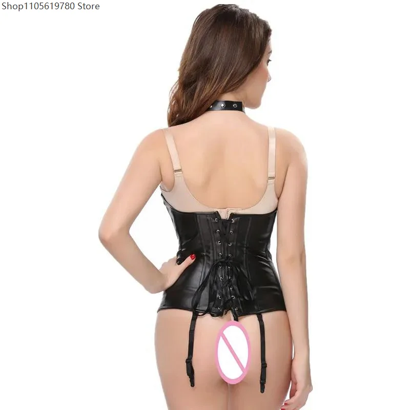 Halter Buckle Leather Corset - Image 6
