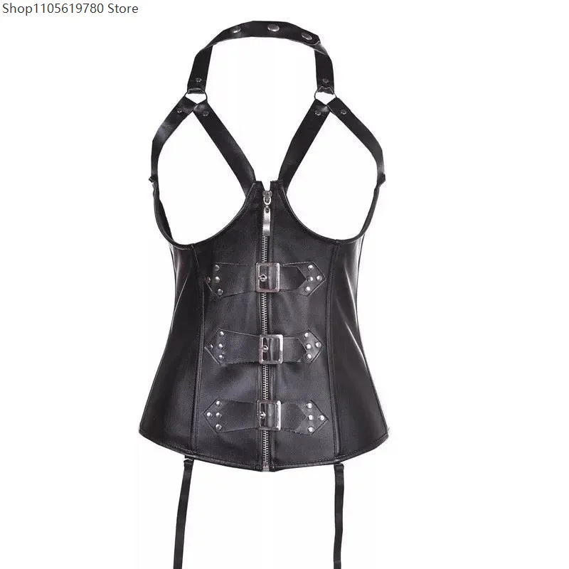 Halter Buckle Leather Corset - Image 2