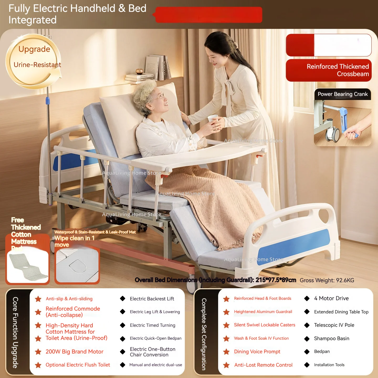Smart Full Electric Home Hospital Bed Multi-Functional Automatic Turning & Built-in Toilet Medical Nursing Bed Furniture JT40 - Image 7