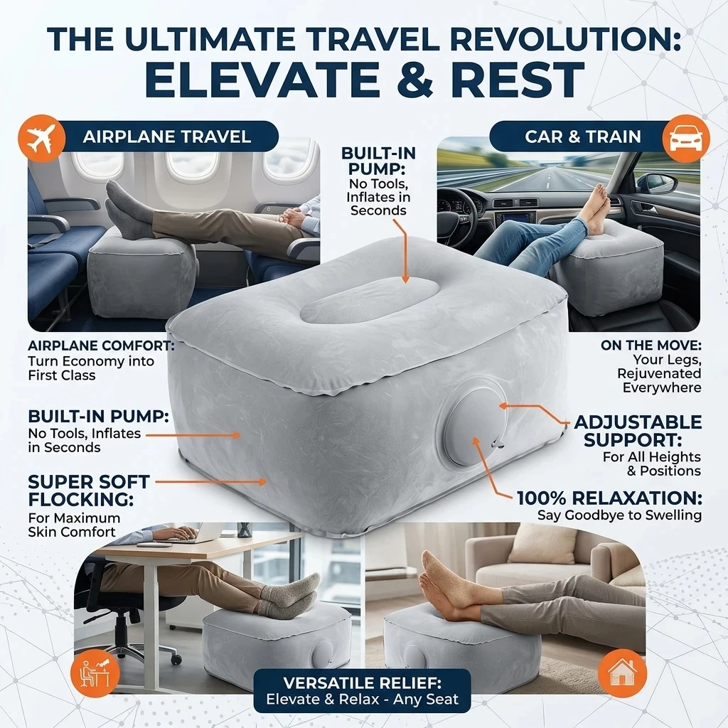 Inflatable Footrest Pillow PVC Foot Rest Air Pillow Cushion for Travel Office Home Leg Up Relaxing Feet Tools Under Desk - Image 5