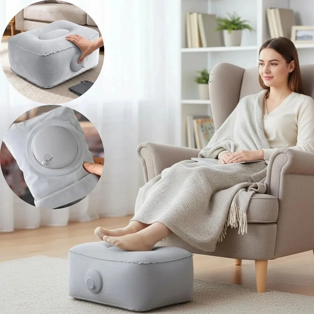 Inflatable Footrest Pillow PVC Foot Rest Air Pillow Cushion for Travel Office Home Leg Up Relaxing Feet Tools Under Desk - Image 2
