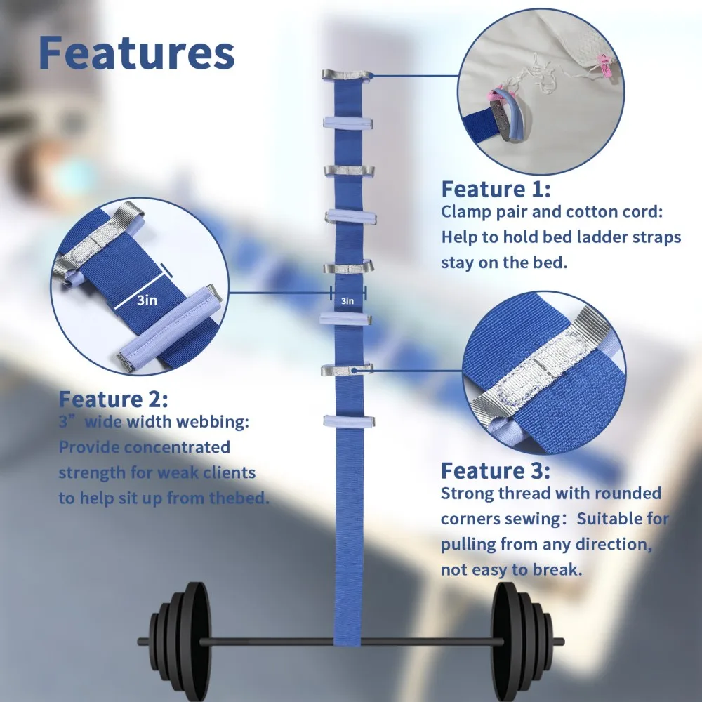 Ehucon Bed Ladder Pull Up Assist Bed Rope Ladder for Seniors, Bedridden Assistance Lift Up Belt Daily Living and Mobility Aids - Image 5