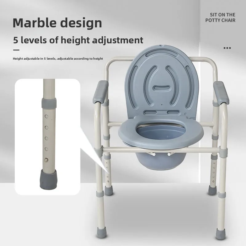 Folding Mobile Toilet Stool for Elderly, Portable Bathroom Seat, Lifetime Warranty, Lightweight Adjustable Height - Image 3