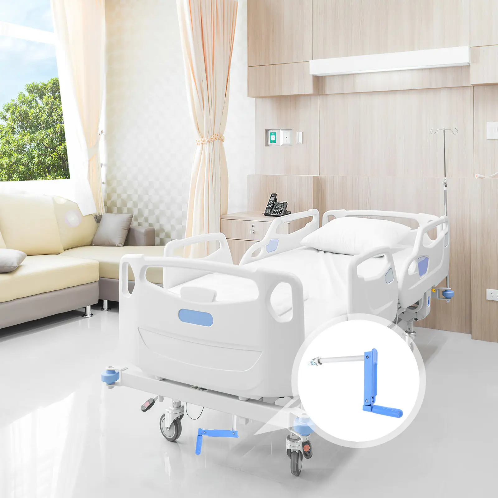 Nursing Bed Hand Crank Adjustable Handle Semi Electric Bed Replacement Part Efficient Patient Care Compatible Nursing Beds - الصورة 6