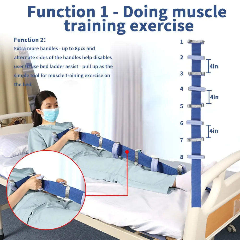 Ehucon Bed Ladder Pull Up Assist Bed Rope Ladder for Seniors, Bedridden Assistance Lift Up Belt Daily Living and Mobility Aids - Image 3