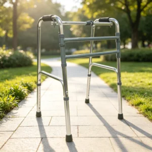 Foldable Aluminum Walker for Elderly Adjustable Height Anti Slip Handles One Click Folding Rehabilitation Walking Aid 노인 보행기