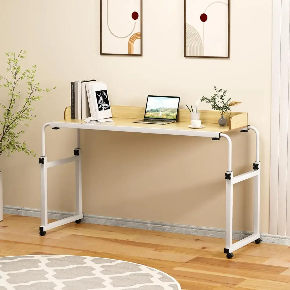 Overbed Table, 120x40CM Height Adjustable Bed Desk With Wheels, Carbon Steel Rolling Over-the-Bed Laptop Desk With Raised Baffle - الصورة 4