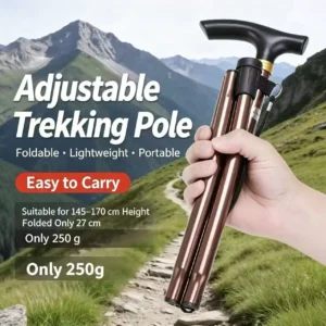 Outdoor Folding Telescopic Trekking Poles Elderly Walking Cane with External Lock for Hiking Climbing Suitable for Elderly