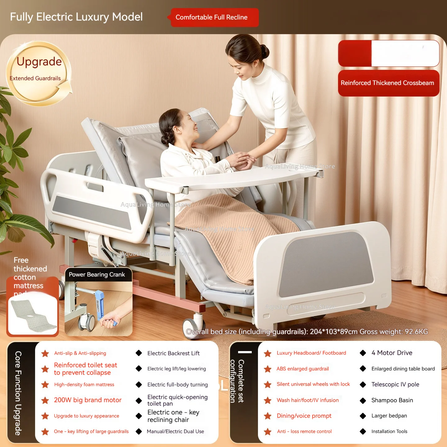 Smart Full Electric Home Hospital Bed Multi-Functional Automatic Turning & Built-in Toilet Medical Nursing Bed Furniture JT40 - Image 9