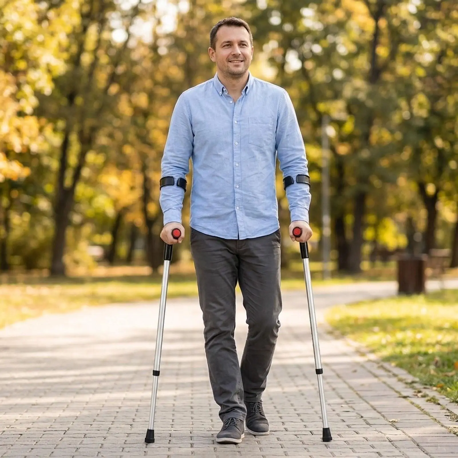 1 Pair Forearm Crutches Ergonomic Convenient Stable Elder Walking Cane Adjustable Height Arm Support for All Terrain Adults - الصورة 3
