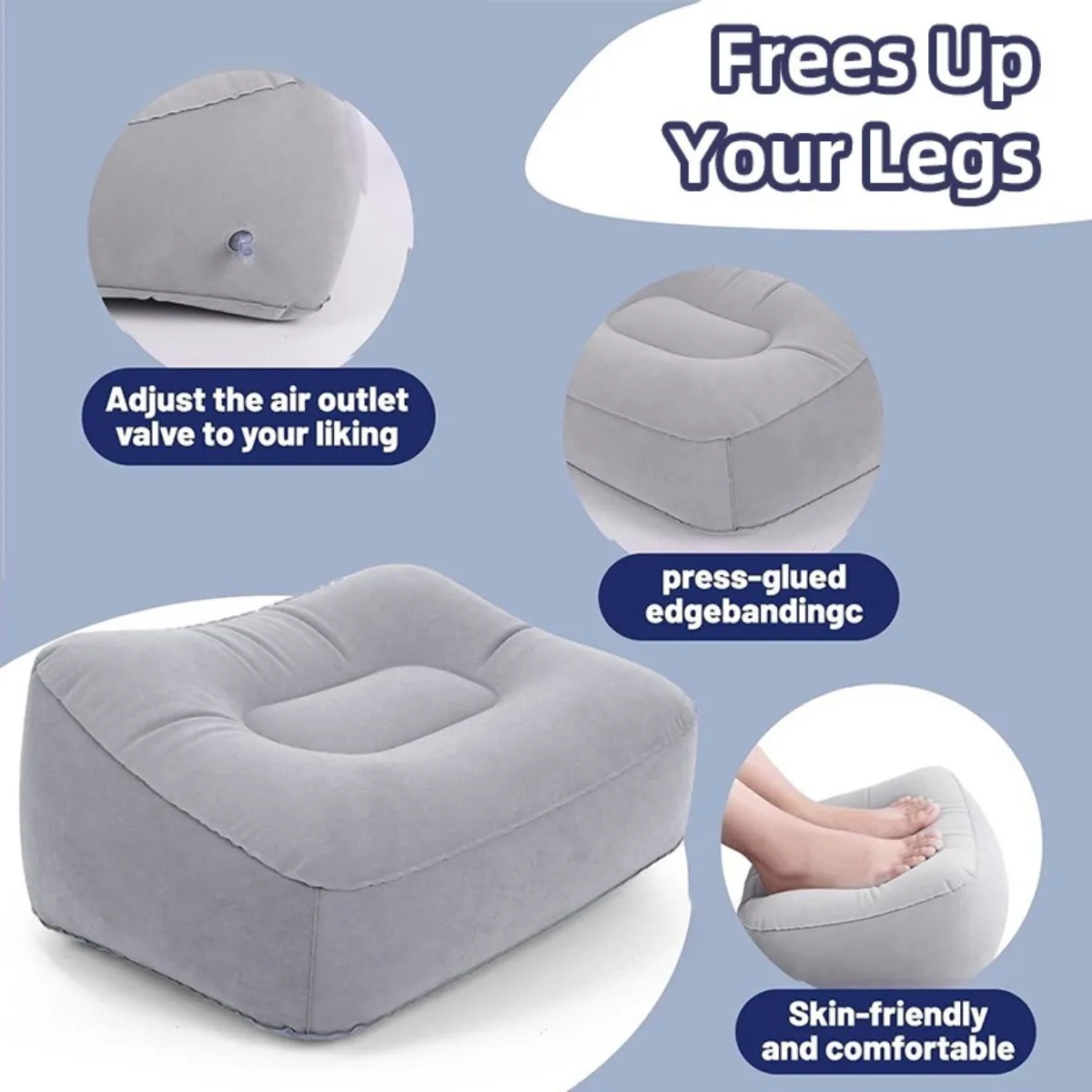 Inflatable Footrest Pillow PVC Foot Rest Air Pillow Cushion for Travel Office Home Leg Up Relaxing Feet Tools Under Desk - Image 6