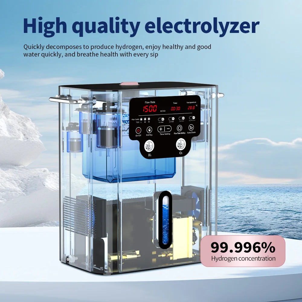 Suyzeko 1500ML Hydrogen Oxygen Inhalation Machine Hydrogen Molecular Gas Therapy Device Water Generator H2 Inhaler Water Ionizer - الصورة 5